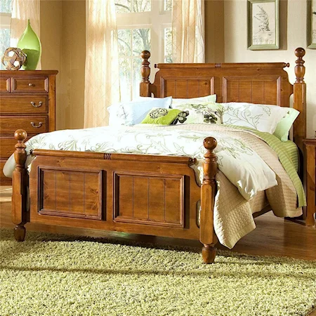 Full Size Traditional Poster Bed with 4 Low Posts